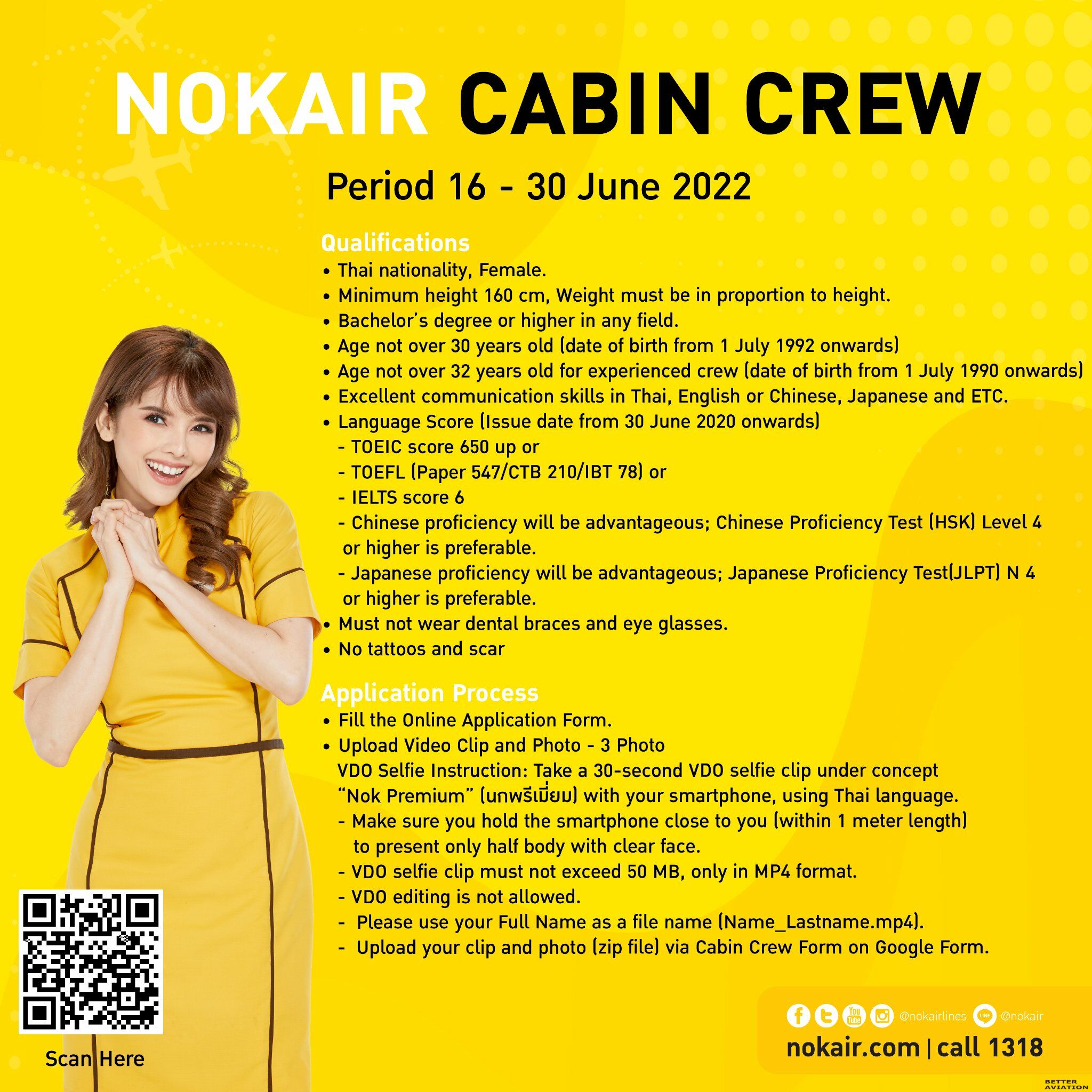 Nok Air Cabin Crew Recruitment [June 2022] P'Porames